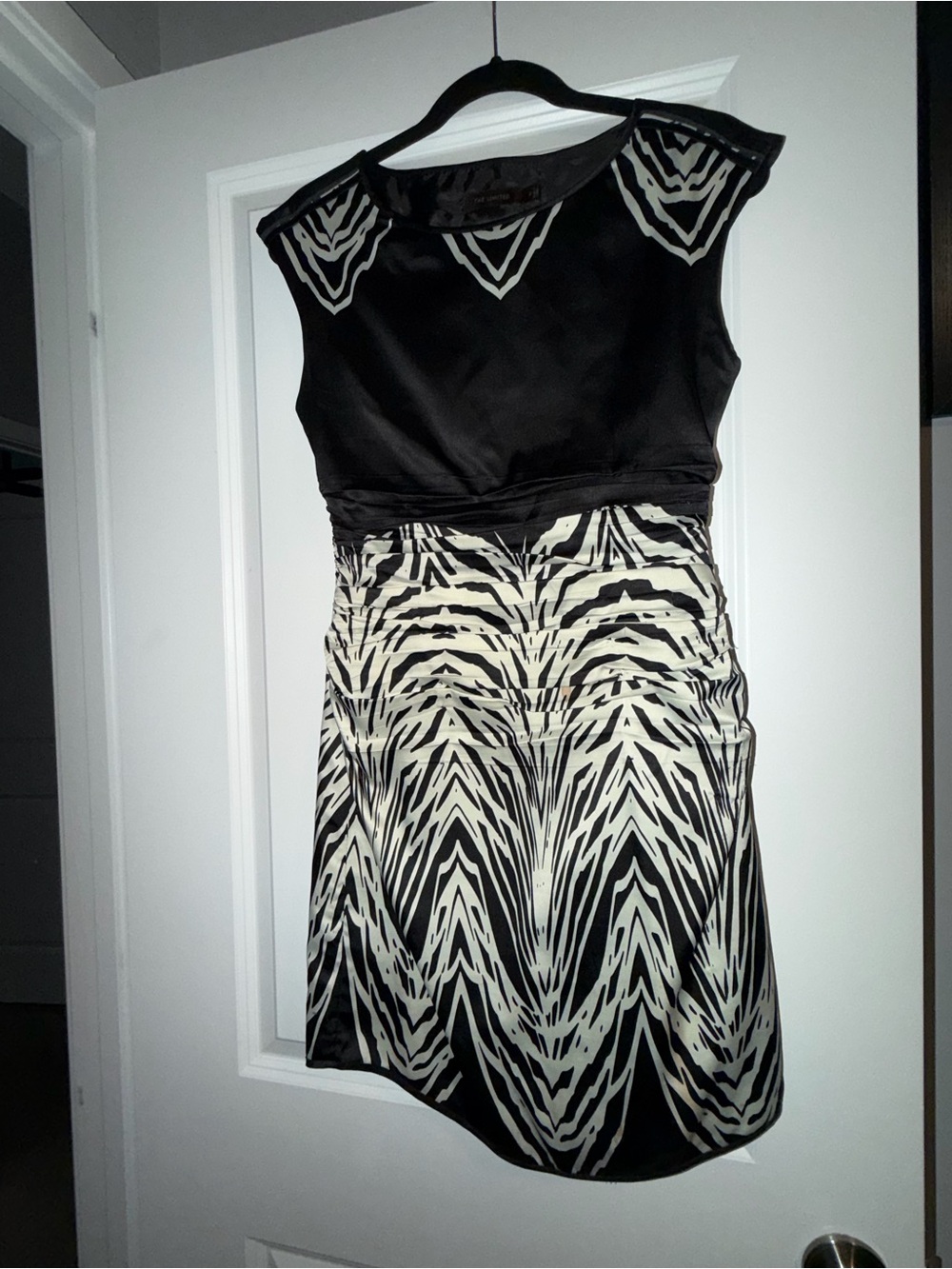 The Limited Black & Cream Fit-and-Flare Zebra Print Dress